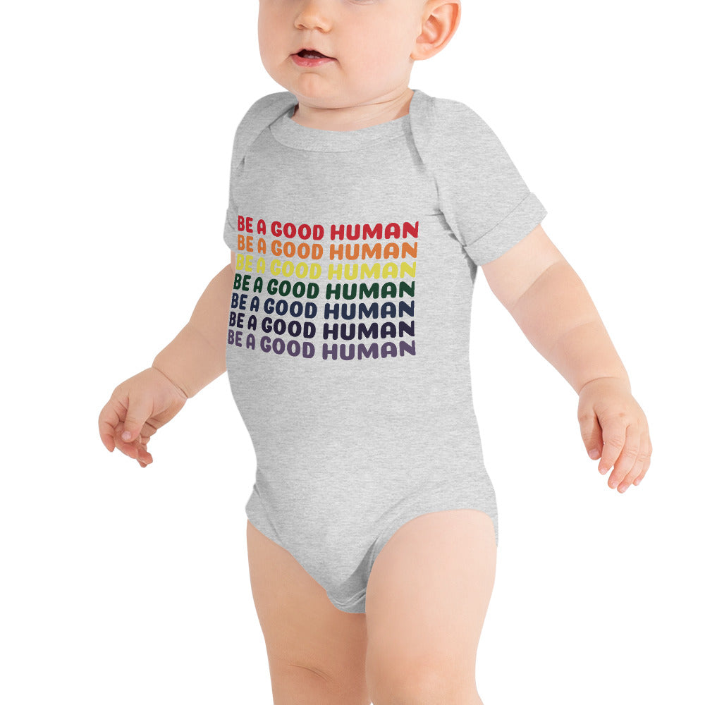 Rainbow Good Human Baby Onesie - Olive & Auger