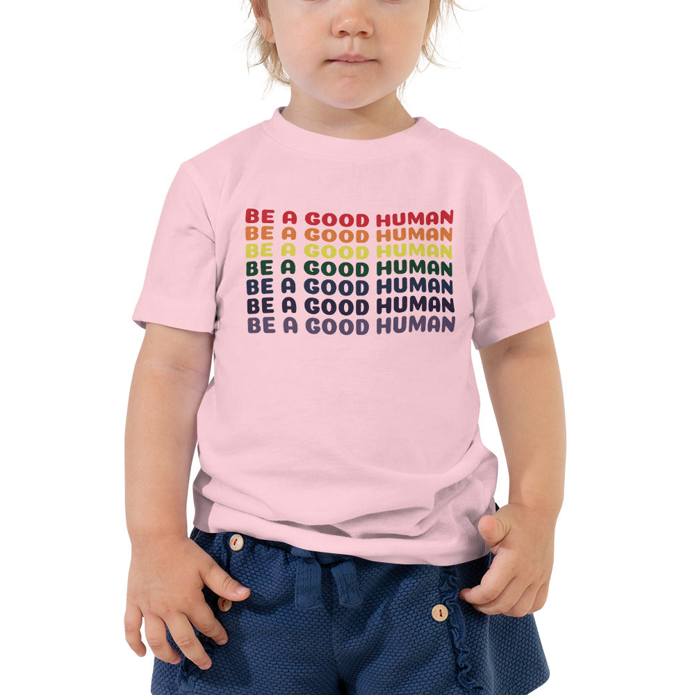 Rainbow Good Human Toddler T-Shirt - Olive & Auger