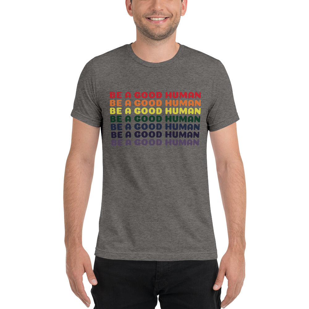 Rainbow Good Human Unisex T-Shirt - Olive & Auger