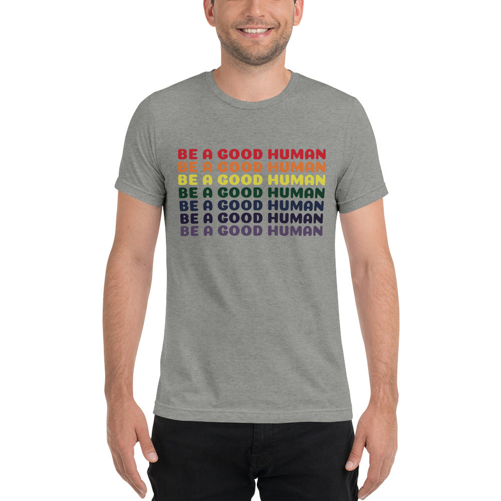 Rainbow Good Human Unisex T-Shirt - Olive & Auger
