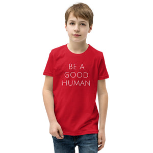 
            
                Load image into Gallery viewer, NEW Be a Good Human Kids T-Shirt - Olive &amp;amp; Auger
            
        
