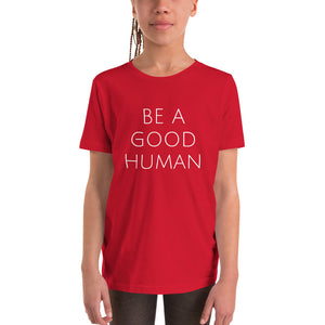 Be A Good Human Youth Holiday Short Sleeve T-Shirt - Olive & Auger
