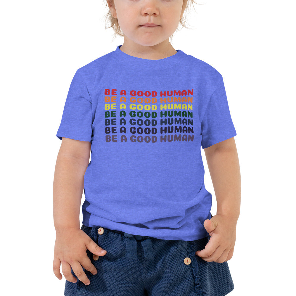Rainbow Good Human Toddler T-Shirt - Olive & Auger