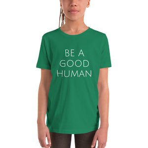 Be A Good Human Youth Holiday Short Sleeve T-Shirt - Olive & Auger