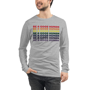 Rainbow Good Human Unisex Long Sleeve T-Shirt - Olive & Auger