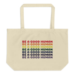 
            
                Load image into Gallery viewer, Rainbow Good Human Large Organic Tote Bag - Olive &amp;amp; Auger
            
        